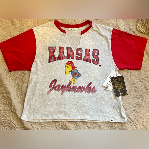 47 Tops - 🌸New 47 college vault Kansas Jayhawks crop tee